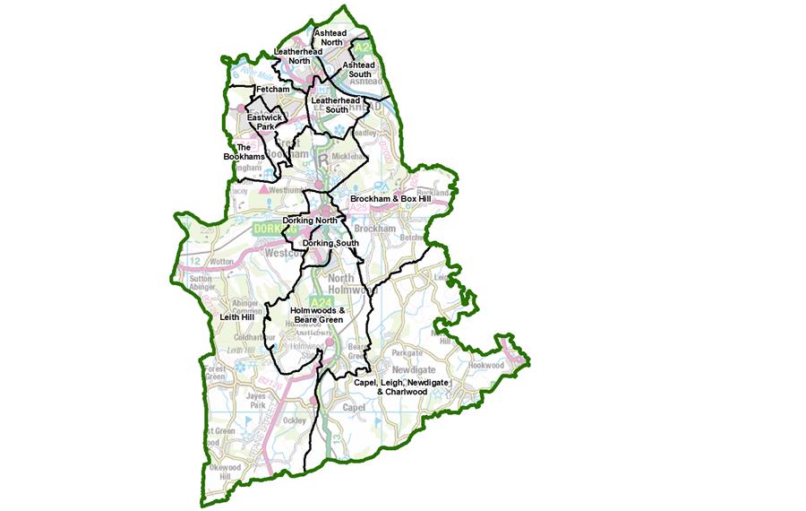 Mole Valley Surrey District Boundaries