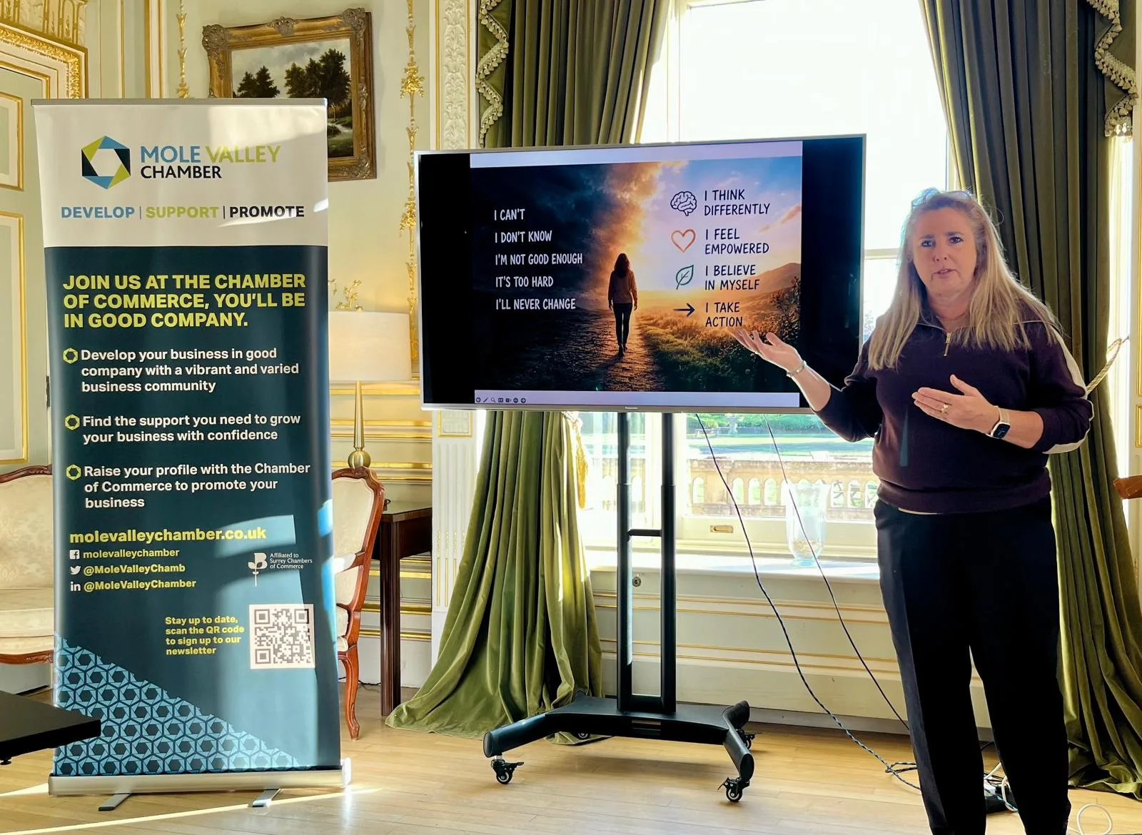 Louise Camby speaking about legacy in business at Mole Valley Chamber's September breakfast Louise Camby speaking about legacy in business at Mole Valley Chamber's September breakfast
